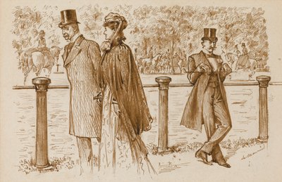 En Passant: To Bounderson, prawda? Powinien zostać utopiony jako szczeniak!, Punch Magazine, 23.07.1892 (pióro i atrament w sepii na papierze) autorstwa George du Maurier