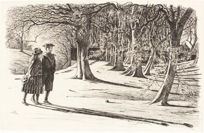 Dwoje dzieci na śniegu autorstwa George du Maurier