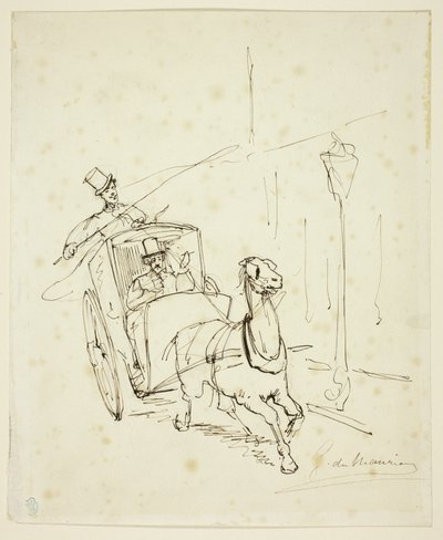 Whistler w Hansom Cab autorstwa George du Maurier
