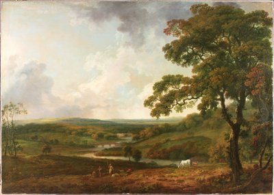 Widok w Welbeck Park z wijącym się strumieniem (olej na płótnie) autorstwa George the Elder Barret