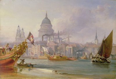 Widok św. Pawła z Tamizy, ok. 1830-40 (olej na płótnie) autorstwa George the Elder Chambers