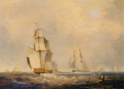 Ruchliwe linie żeglugowe w kanale (olej na płótnie) autorstwa George the Elder Chambers