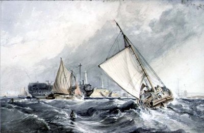 Old Men of War at Anchor: łodzie w wichrze autorstwa George the Elder Chambers