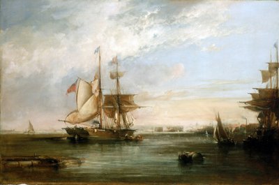 Jacht "Isabel" u wybrzeży Deptford (Anglia). Obraz olejny autorstwa George the Elder Chambers