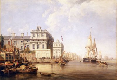 Widok na szpital Greenwich z północnego brzegu Tamizy autorstwa George the Elder Chambers