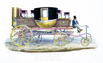 Wagon parowy pana Gurneya widziany w ruchu w Regents Park, 6 listopada 1827 r. autorstwa George the Elder Scharf