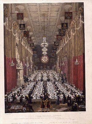 Kolacja Lorda Burmistrza w Guildhall, 9 listopada 1828 (lito) autorstwa George the Elder Scharf
