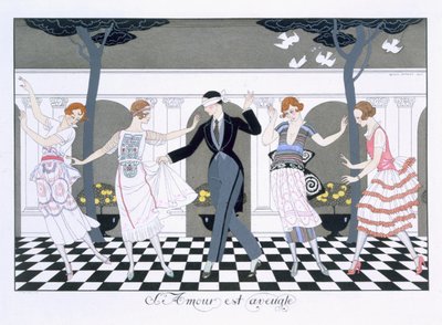Miłość jest ślepa, grawerowana przez Henri Reidela autorstwa Georges (after) Barbier