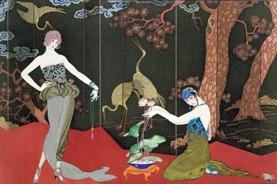 The Fashion for Lacquer, grawerowane przez Henri Reidela autorstwa Georges (after) Barbier