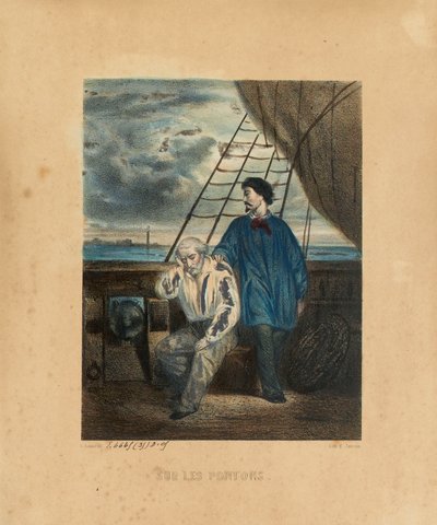 Na pontonie, rytowany przez H. Jannina, 1848 autorstwa Georges Alexandre after Fischer