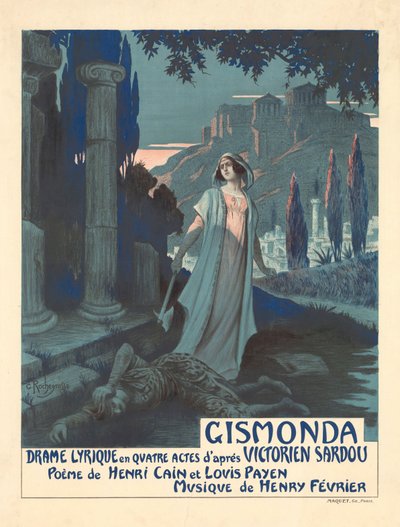 Plakat do sztuki teatralnej Gismonda V. Sardou, 1919. autorstwa Georges Antoine Rochegrosse