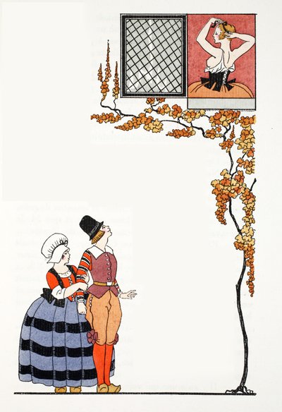 Podziw z daleka (odbitka pochoir) autorstwa Georges Barbier