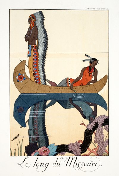 Wzdłuż Missouri, z „Falbalas & Fanfreluches, Almanachu teraźniejszości, przeszłości i przyszłości” autorstwa Georges Barbier