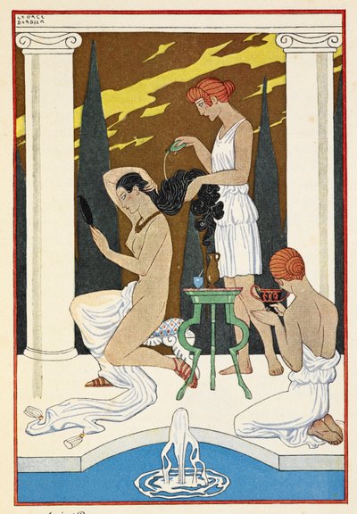 Starożytny Rzym. Postać, której słudzy myli włosy. autorstwa Georges Barbier