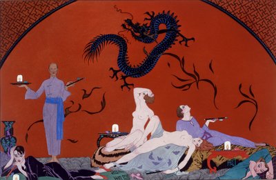 W domu Pasotzów, ok. 1921 (odbitka w pochoirze) autorstwa Georges Barbier