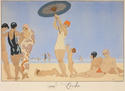 Au lido. Ludzie na plaży. autorstwa Georges Barbier
