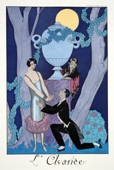 Chciwość, z „Falbalas i Fanfreluches, Almanach teraźniejszości, przeszłości i przyszłości” autorstwa Georges Barbier