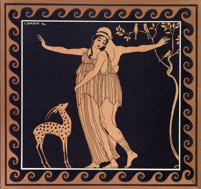 Scena baletowa z Tamarą Karsaviną (1885-1978) 1914 (odbitka w pochoirze) autorstwa Georges Barbier