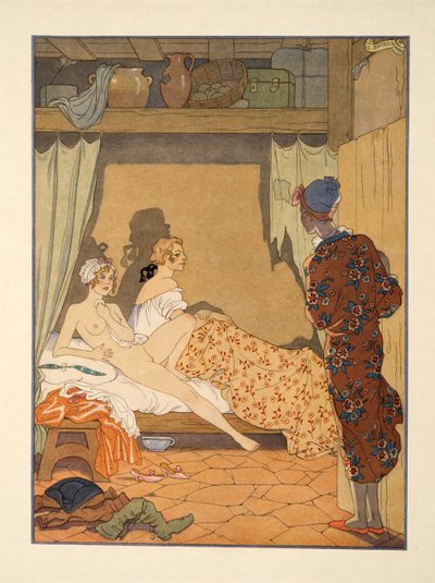 Scena w sypialni, ilustracja z publikacji „Les Liaisons Dangereuses” Pierre