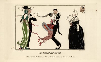 Modne pary tańczące energicznie na balu autorstwa Georges Barbier