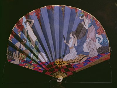„Femmes a la Toilette”, wachlarz stworzony dla paryskiej Couturier, Madame Paquin autorstwa Georges Barbier
