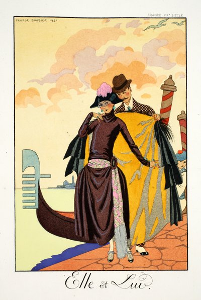 Ona i On, z „Falbalas et Fanfreluches, Almanach teraźniejszości, przeszłości i przyszłości” autorstwa Georges Barbier