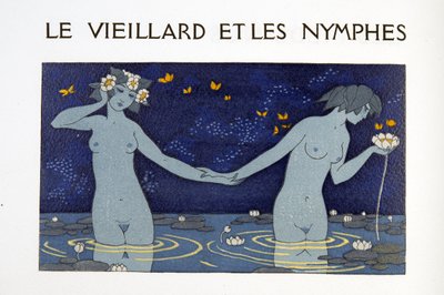 Stary człowiek i nimfy, ilustracja z Les Chansons de Bilitis autorstwa Pierre