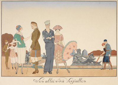 Les sojuszników w Wersalu. Różne reprezentacje żołnierzy aliantów. autorstwa Georges Barbier