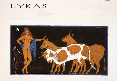Lykas, ilustracja z Les Chansons de Bilitis, Pierre Louys, wyd. 1922 (druk szablonowy) autorstwa Georges Barbier