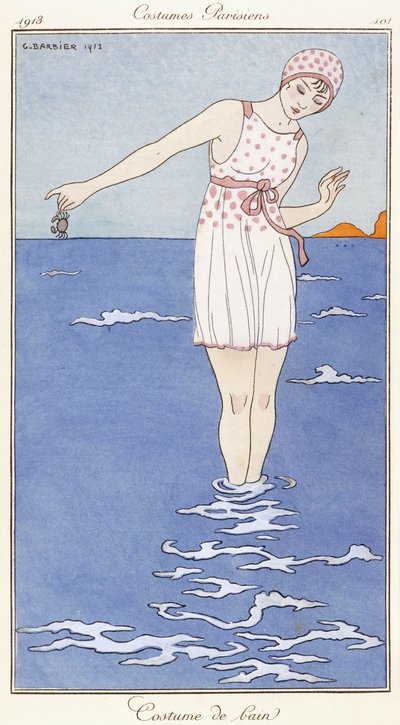 Paryska odzież: kostium kąpielowy autorstwa Georges Barbier