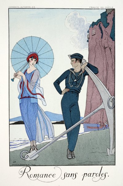 Romanse bez słów, z „Falbalas i Fanfreluches, Almanachu teraźniejszości, przeszłości i przyszłości” autorstwa Georges Barbier