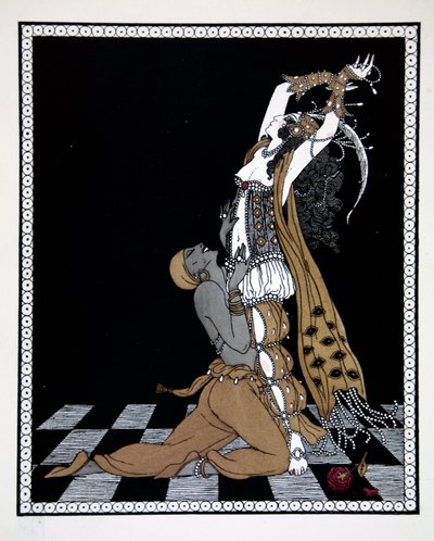 Szeherezada z cyklu „Wzory na tańce Wacława Niżyńskiego” (1889-1950). Georges Barbier (1882-1932), Pochoir Print autorstwa Georges Barbier