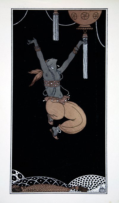 Szeherezada z cyklu „Wzory na tańce Wacława Niżyńskiego” (1889-1950). Georges Barbier (1882-1932), Pochoir Print autorstwa Georges Barbier