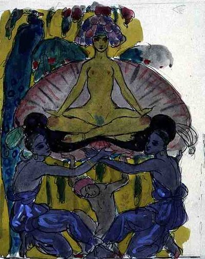 Studium narodzin Wenus (tusz i akwarela na papierze) (zob. 133205) autorstwa Georges Barbier