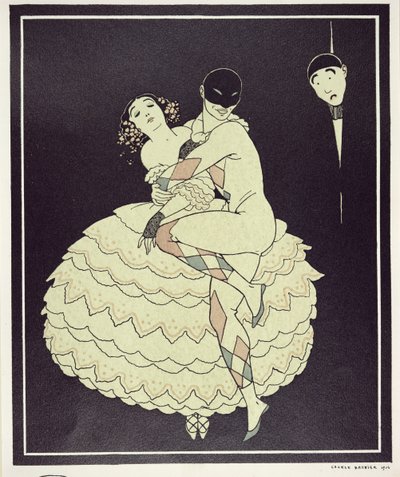 Tamara Karsawina (1885-1978) jako Kolombina i Vaslav Nijinsky (1890-1950) jako Arlekin w "Karnawale" Fokine