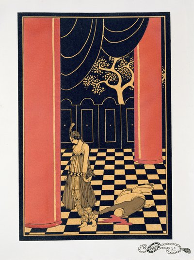 Tamara Karsavina (1885-1978) w roli tytułowej „Thamar” autorstwa Georges Barbier