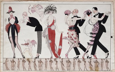 Tango (pióro i tusz oraz akwarela na papierze) autorstwa Georges Barbier