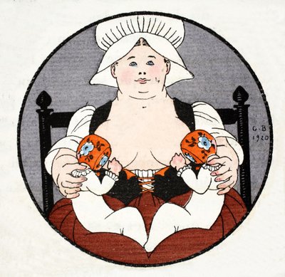 Mokra pielęgniarka z bliźniakami (nadruk pochoir) autorstwa Georges Barbier