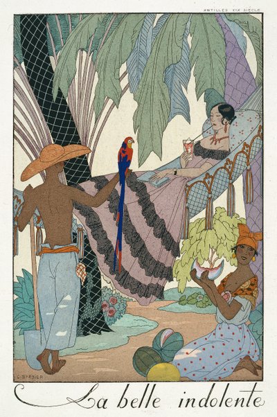 Bezczynne piękno (druk pochoir) autorstwa Georges Barbier