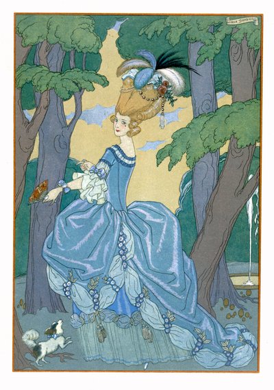 Spacer po lesie, ilustracja do „Fetes Galantes” Paula Verlaine