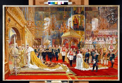 Koronacja cara Rosji Aleksandra III (1845-1894) i cesarzowej Marii Fiodorowny (Dagmar Danii) (1847-1928) - dzieło Georgesa Beckera (1845-1909) autorstwa Georges Becker