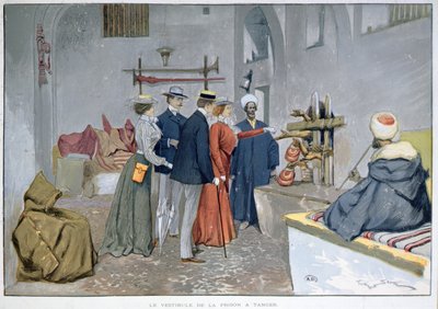 Hol wejściowy więzienia w Tangerze, ok. 1900 (kolor lito) autorstwa Georges Bertin Scott