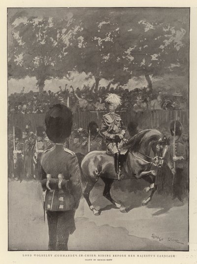 Lord Wolseley (główny dowódca) jadący przed karetą Jej Królewskiej Mości autorstwa Georges Bertin Scott