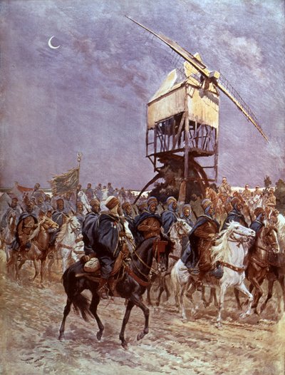 Żołnierze marokańscy we francuskiej armii kolonialnej walczącej we Flandrii autorstwa Georges Bertin Scott