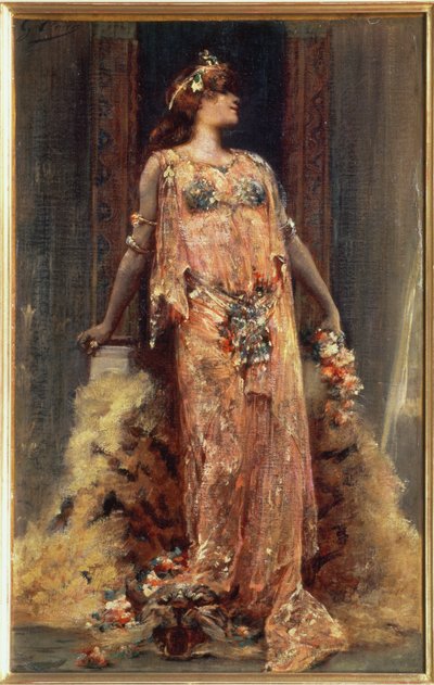 Sarah Bernhardt (1844-1923) w roli Kleopatry autorstwa Georges Clairin