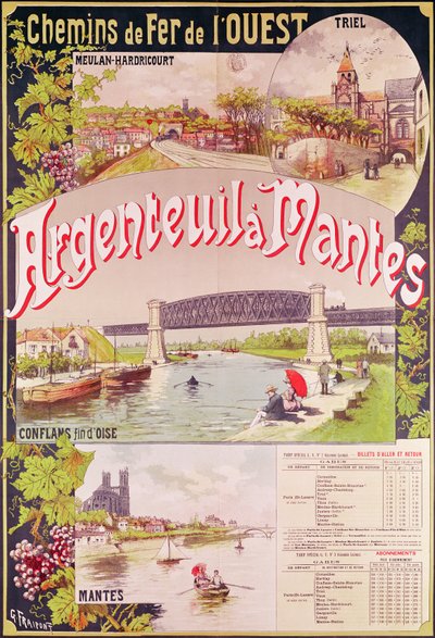 Plakat reklamujący linię Kolei Zachodniej z Argenteuil do Mantes autorstwa Georges Fraipont