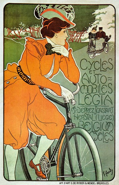 Plakat reklamujący rowery Legia, Liege, Belgia autorstwa Georges Gaudy