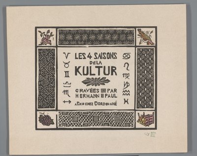Okładka do czterech grafik horrorów I wojny światowej Les 4 saisons dela kultur (tytuł serii na obiekcie) autorstwa Georges Hermann Rene Paul