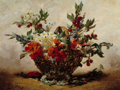 Kwiaty w koszu Obraz Georgesa Jeannina (1841-1925) autorstwa Georges Jeannin