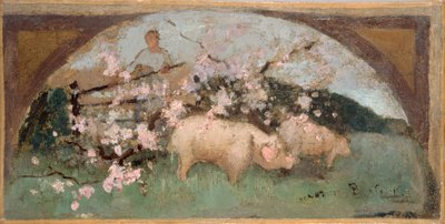 Szkic jadalni w paryskim hotelu Hôtel de Ville: La viande de porc autorstwa Georges Jules Bertrand
